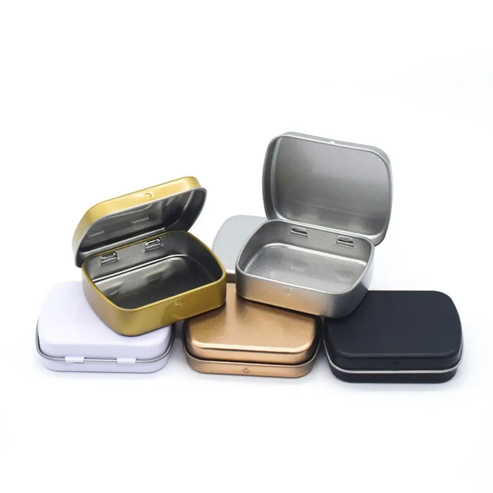 Practical Dust-proof Flip-top Iron Box With Lid Sealed Rectangular Candy Box Refillable Mini Pill Case Pill Organizer