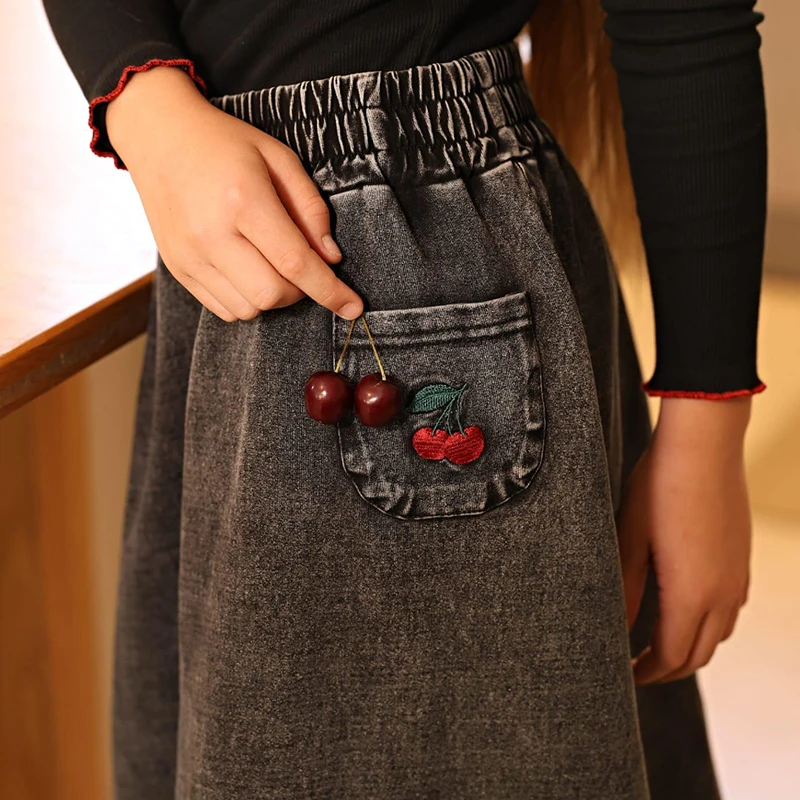 Herbst-Winter Denim Schwarz Kinderbekleidungsset - Familien-Matching-Outfits für Jungen und Mädchen mit Hemd und Strampler – Detail 22