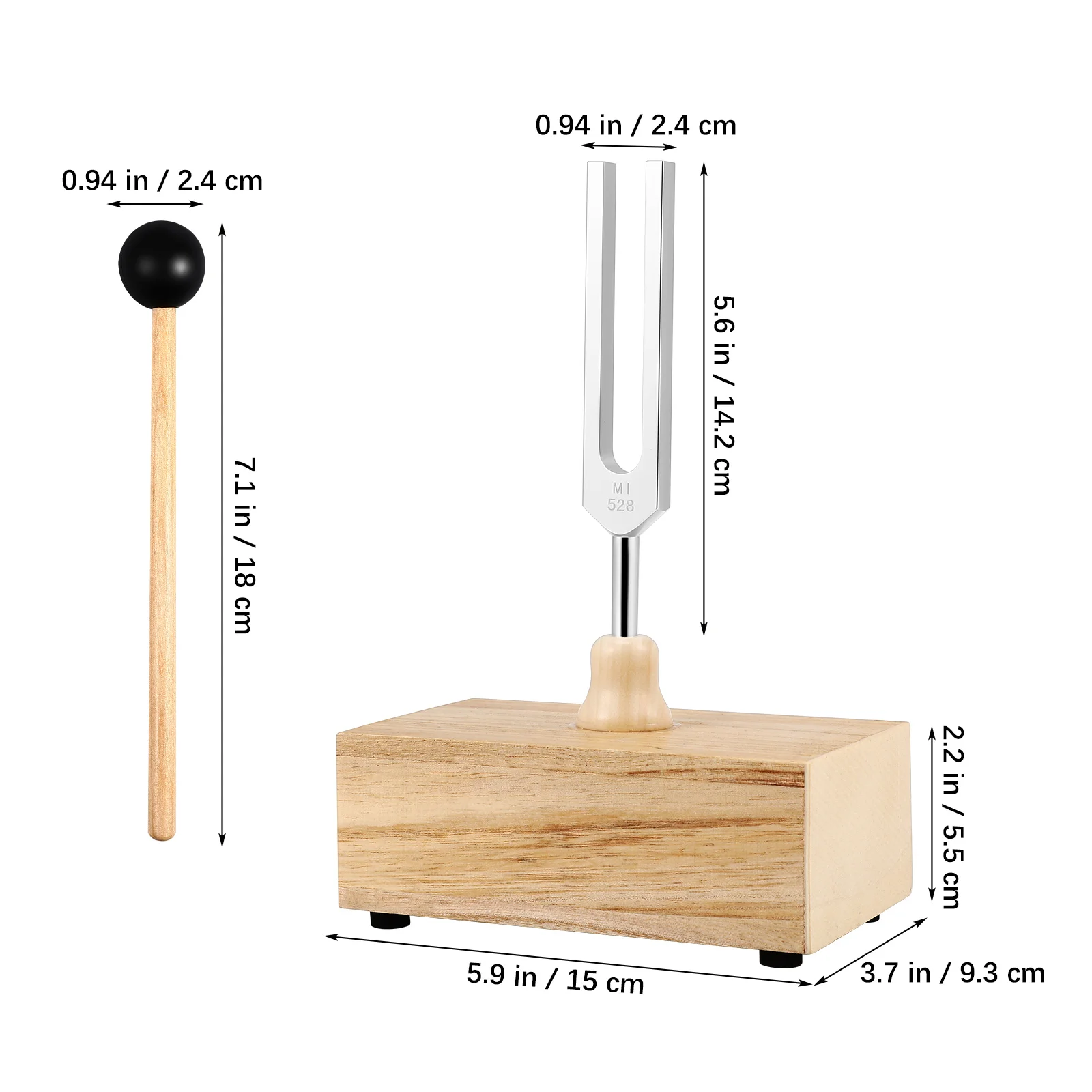 528hz Tuning Fork Wooden Voice Resonance Box Yoga Training Sound Therapy Sensory Instrument With Mallet