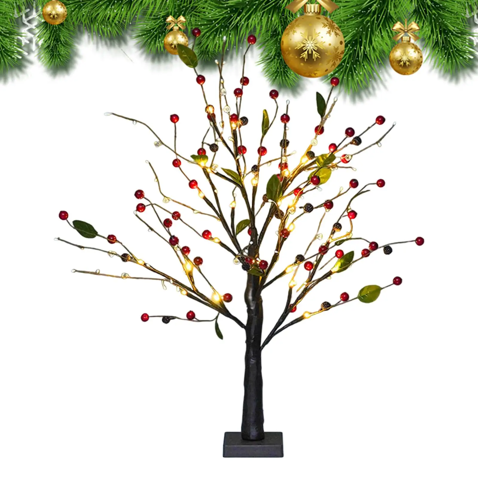 

Ялочка с красным ягодным цветком, светящееся рождественское украшение, праздничная елка, центральная часть стола для квартиры, ресторана, планировщики событий