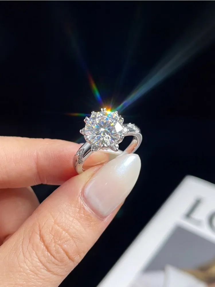 Luxuriöse Echte 2CT Moissanit-Diamant-Edelsteinringe für Damen 925 Sterling Silber Solitär Hochzeit Verlobung Edle Schmuckstücke – Detail 3