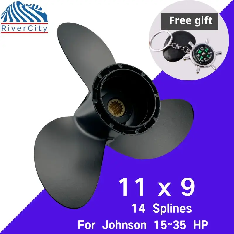 

For Johnson 15hp 20hp 25-35hp Outboard Propeller 11x9 Boat Motor Aluminum Alloy Screw Ship Marine Engine 3 Blade 14 Spline 11*9