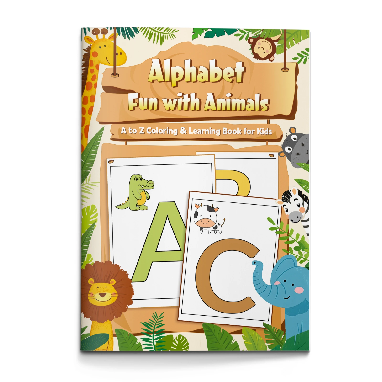 Children's alphabet coloring book, cute cartoon patterns, preschool early education workbook, boost your baby's hands-on skills