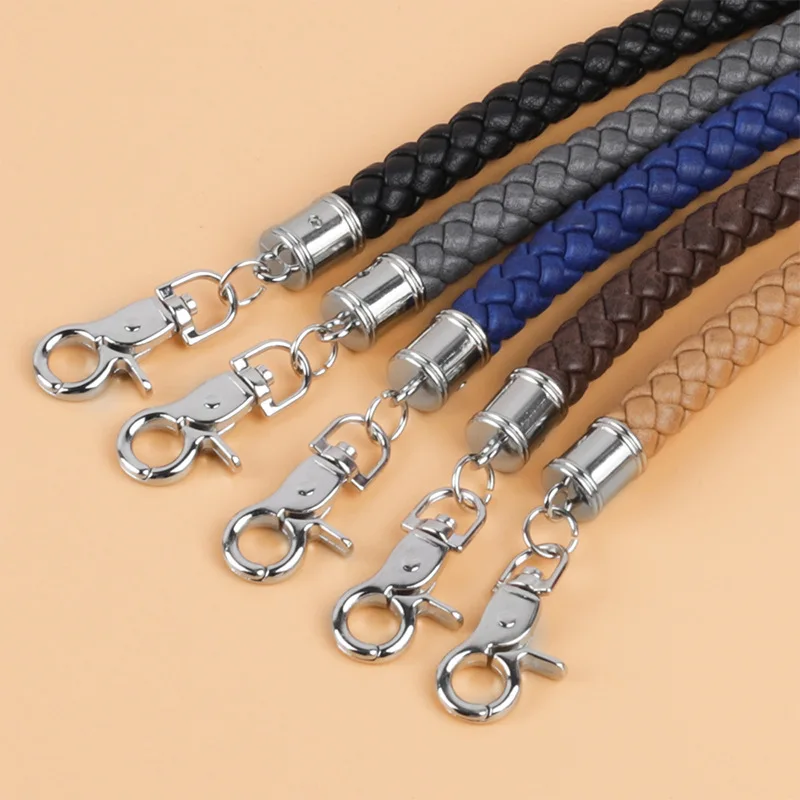 Fashion 45cm PU Leather Braided Rope Handles For Handbag Shoulder Bag Strap Purse Belts Metal Hook Buckle Bag DIY Purse Straps