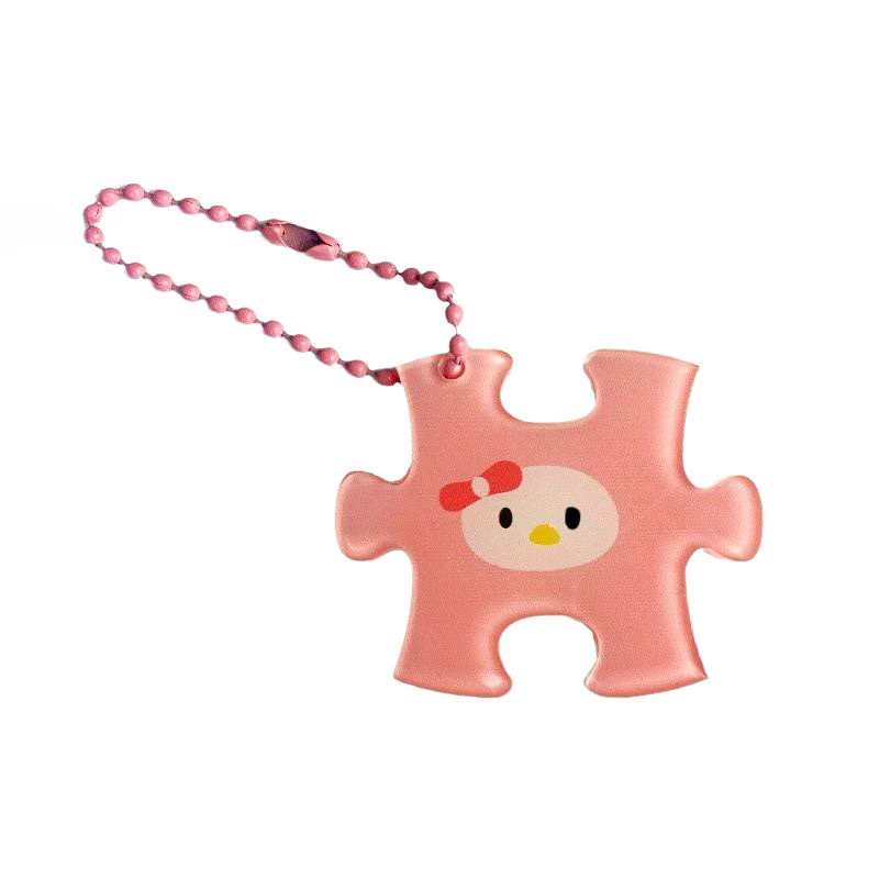 Sanrio Olá Kitty Chaveiro, Kuromi Desenhos Animados, Figuras bonitos do Anime, Puzzle acrílico, Pequeno pingente, Schoolbag, Decoração de suspensão