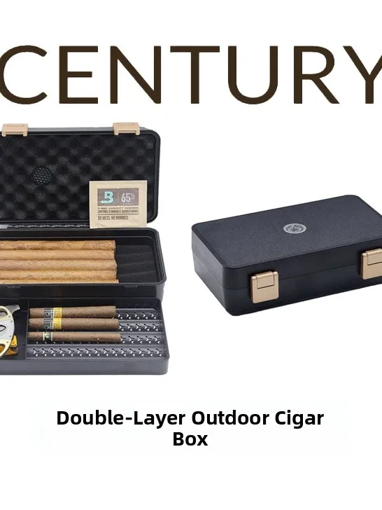 

Портативный водонепроницаемый футляр для кубинских сигар на 10 штук с увлажнителем, измерителем влажности, резаком для сигар и удобным чехлом для путешествий