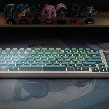 MX 스위치 기계식 키보드용 체리 프로파일 121 키, 클리어 워터 사이드 프린트 키캡, 더블 샷 RGB 백라이트 PBT 키캡 