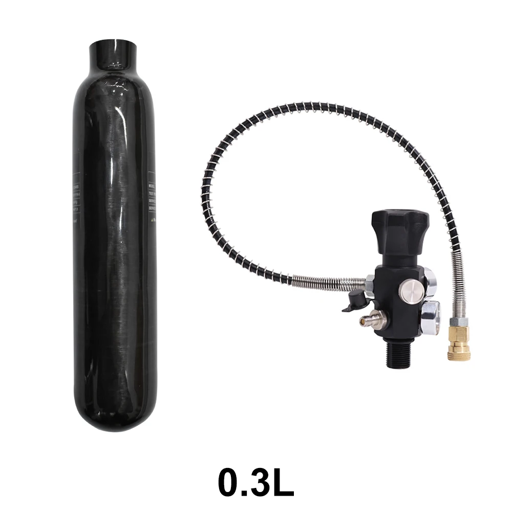 

TUXING 4500Psi 300Bar 0.3L Цилиндр из углеродного волокна с регулирующим клапаном двойного метра HPA Станция заполнения бака Зарядка M18 * 1,5