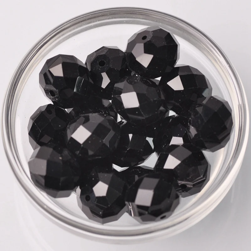 Rondelle Faceted Czech Crystal Glass Black Solid Color 3mm 4mm 6mm 8/10/12/14/16/18mm Loose Spacer Beads for Jewelry Making DIY