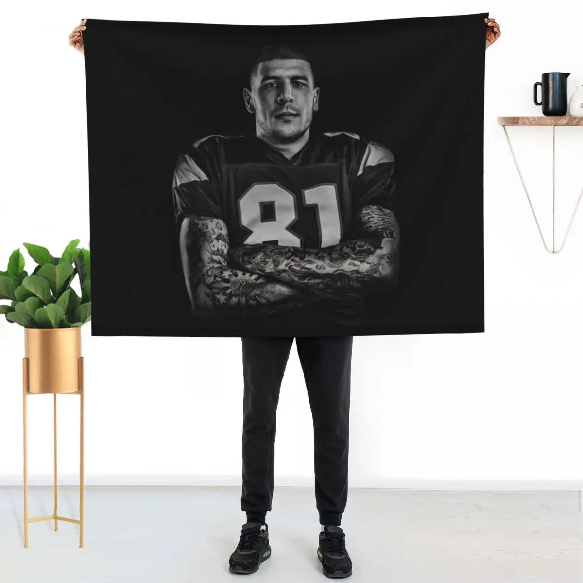 

Aaron Hernandez Throw Blanket Stain Resistant Cozy Warm Blanket