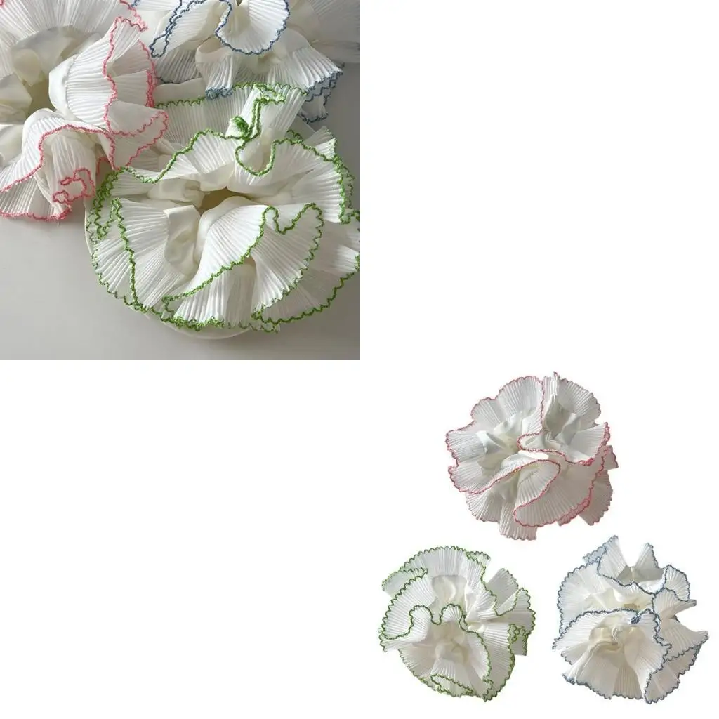 

652F Элегантная резинка для волос с двумя слоями плиссированной резинки для волос для модных женщин