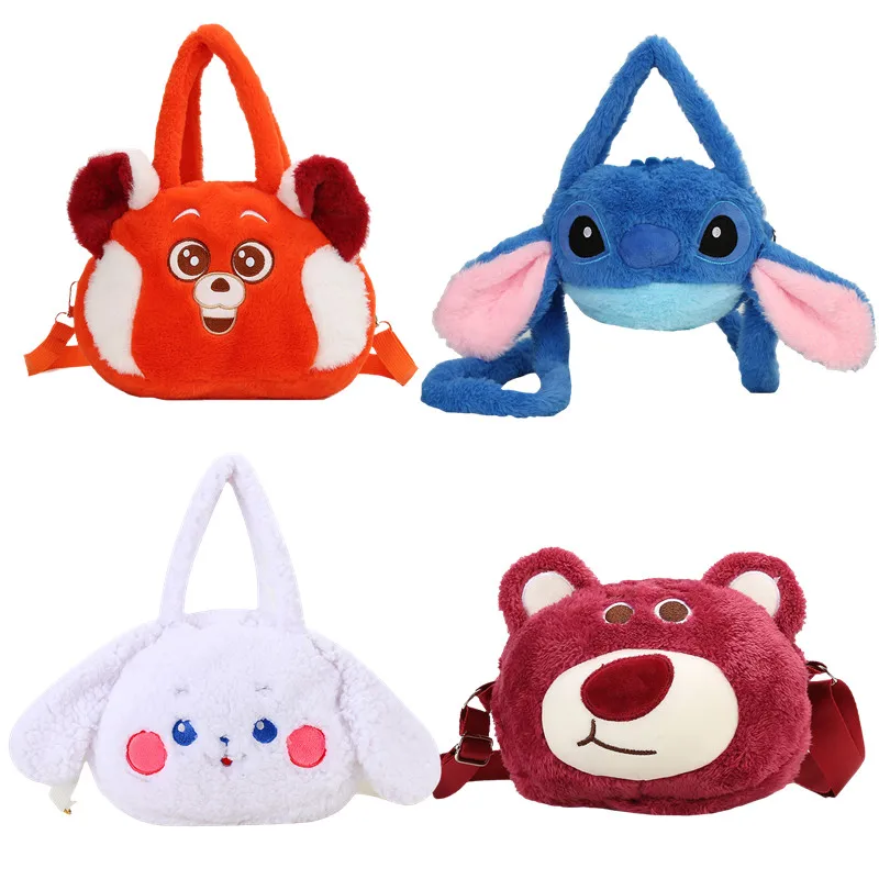 Kawaii Disney Anime Stitch Lots-O\'-Huggin\' Bear Turning Red Plush Toy Bag Cartoon Shoulder Messenger Storage Bag Baby Cute Gift