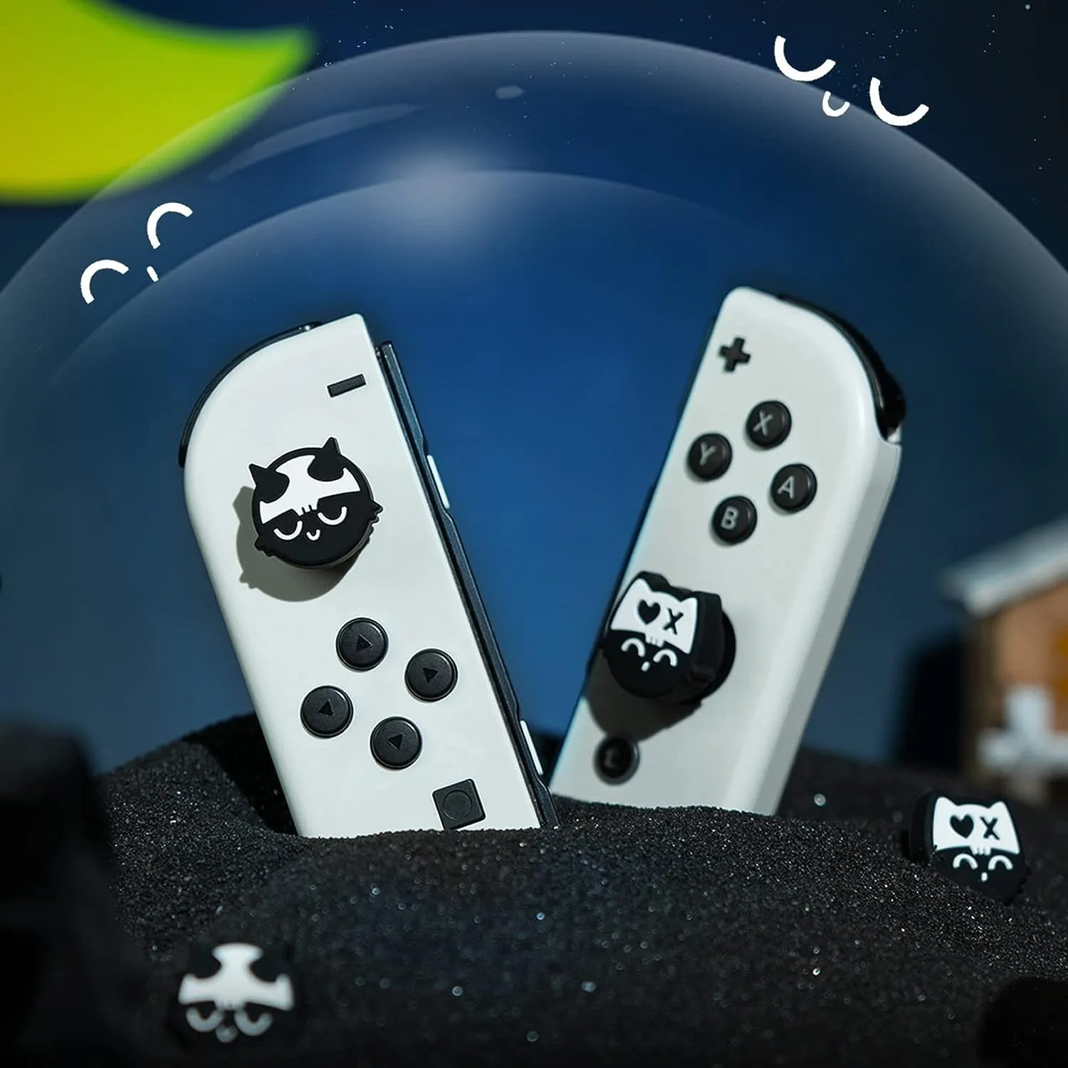 Geekshare Halloween Skull Joycon Thumb Grip Caps Silicone Joystick Cover for Nintendo Switch/Switch OLED Lite PS4 PS5 Steam Deck