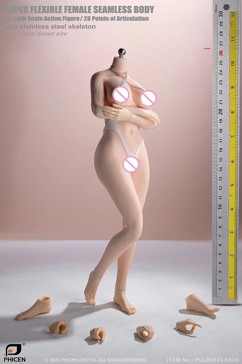 TBLeague PLLB2023-S52 S53 S52A S53A 1/6 Seamless Female Large Bust Pale/Suntan Skin Detachable Feet 12'' Action Figure Body view 4