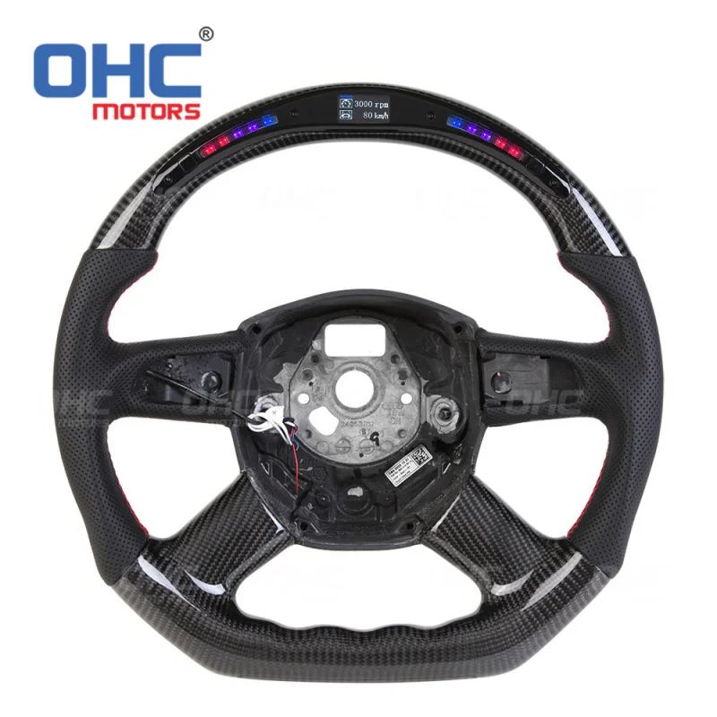 For Audi A4 B7, intelligent visualized speed display carbon fiber car steering wheel upgrade and modification from old