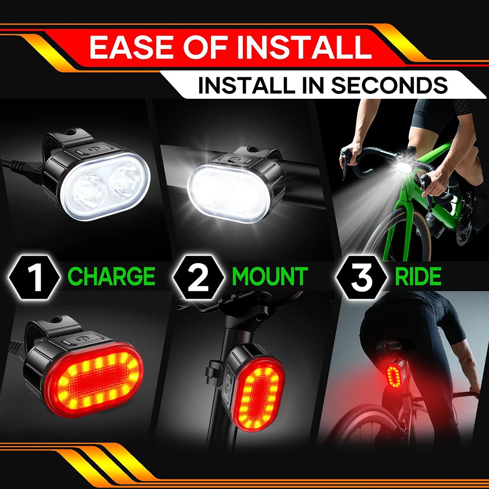 Mini Fahrrad Hinten Vorne Licht Set mit USB Radfahren Scheinwerfer Warnung LED Rücklicht für MTB Rennrad Elektrische Roller