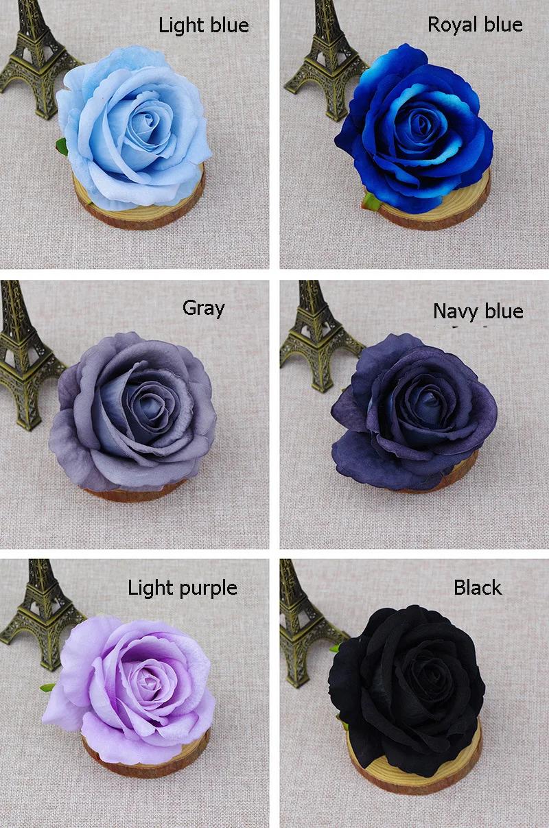 10 Stück 10cm Simulierte Samt-Rosenköpfe Künstliche Blumen Hochzeitsblumenwand Hintergrunddekoration Feiertags-Hut-Accessoires Kranz – Detail 7