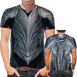 Medieval Novelty Knight Armor T-Shirt For Men 3D Printed Short Sleeve Vintage Graphic Tee Shirts Streetwear Ropa Hombre