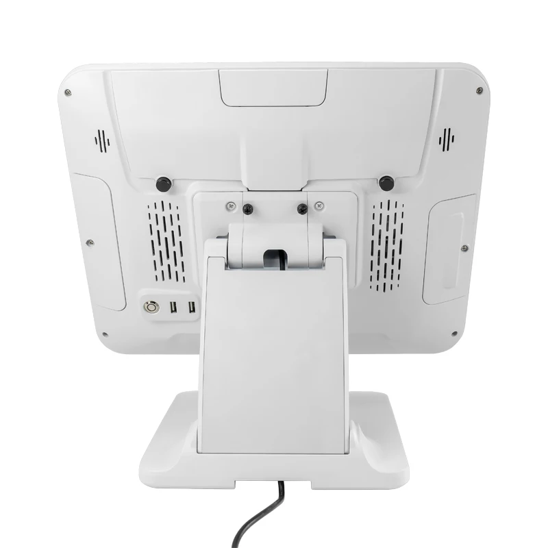 نظام نقاط البيع موديل جديد لعام 2024 مع شاشة مزدوجة وشاشة لمس طرفية POS مقاس 15 بوصة تعمل بنظام Windows الكل في واحد أجهزة POS باللون الأبيض