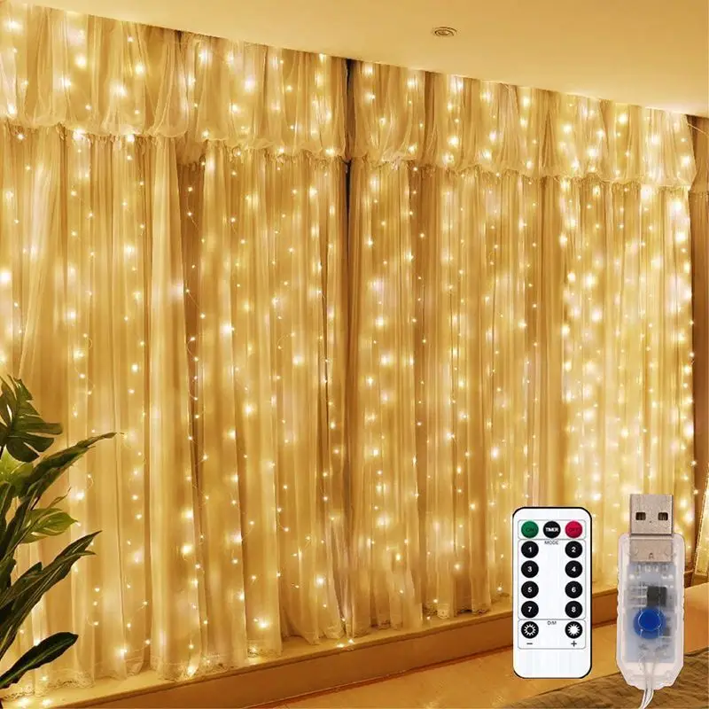 USB Curtain String Luzes LED, Iluminação Pendurada, Natal, Casamento, Interior, Quarto, Feriado, Decoração, Aniversário, Luzes de Fadas, 2025