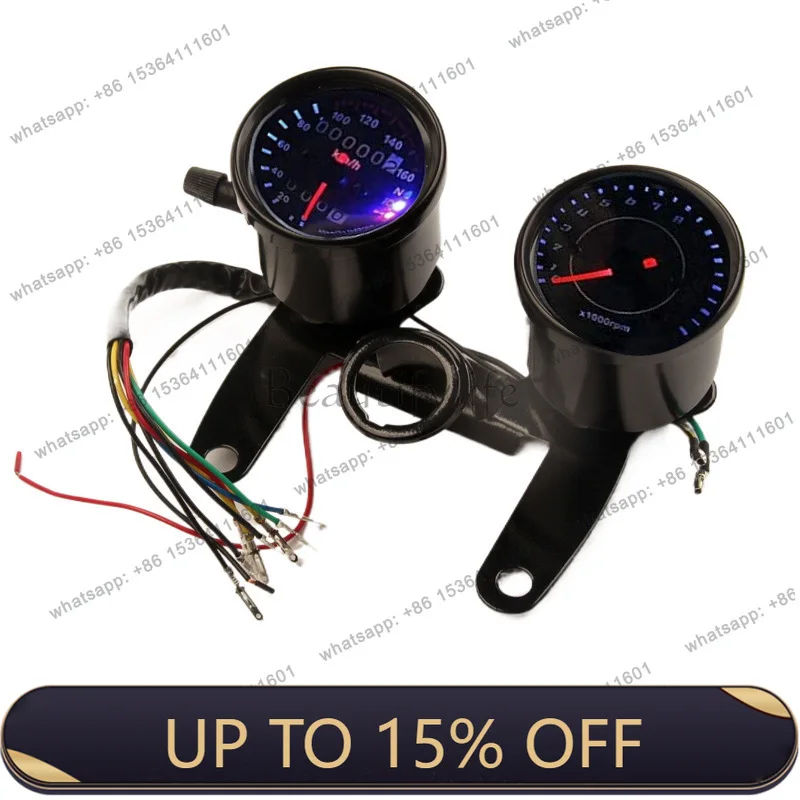 LJY suitable for modified CG125 retro motorcycle instrument set electronic tachometer double mileage