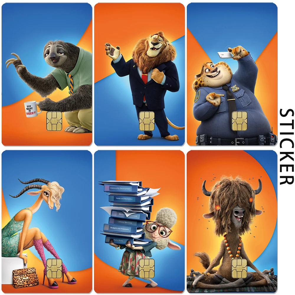 

Анимационный фильм Zootopia 2, наклейки на кожу кредитной карты HD, ПВХ, Ник Уайлд, Джудит для Diy, банковская карта, автобус, метро, наклейка на карту, подарок