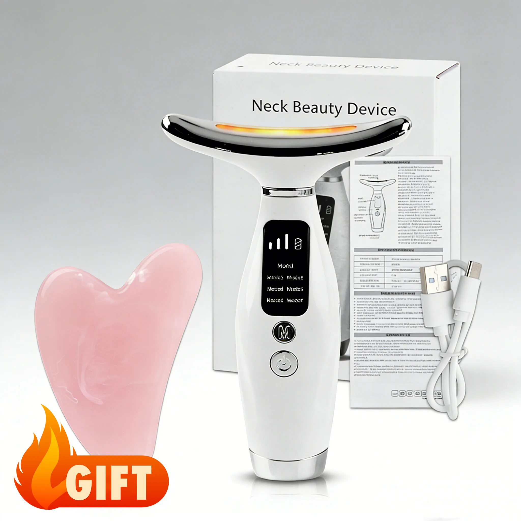 เครื่องนวดหน้าและลำคอ บำบัดด้วยแสง LED ช่วยกระชับผิว ลดเหนียง ลดริ้วรอย ยกกระชับผิวหน้า ดูแลผิว