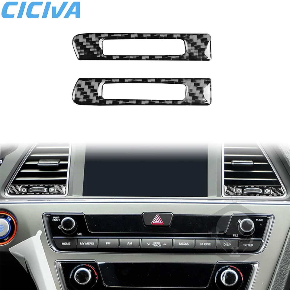 

Soft Carbon Fiber Middle air outlet adjustment frame Car Interior Decoration Sticker For Hyundai Sonata 9th 2015-2017