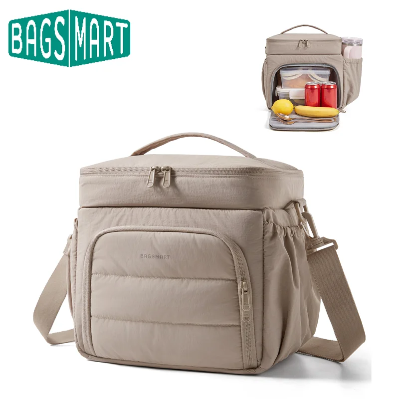 BAGSMART Lunch Box for Women Large Capacity 14L Double Deck Insulated Lunch Bag Waterproof Food Picnic Thermal Bag
