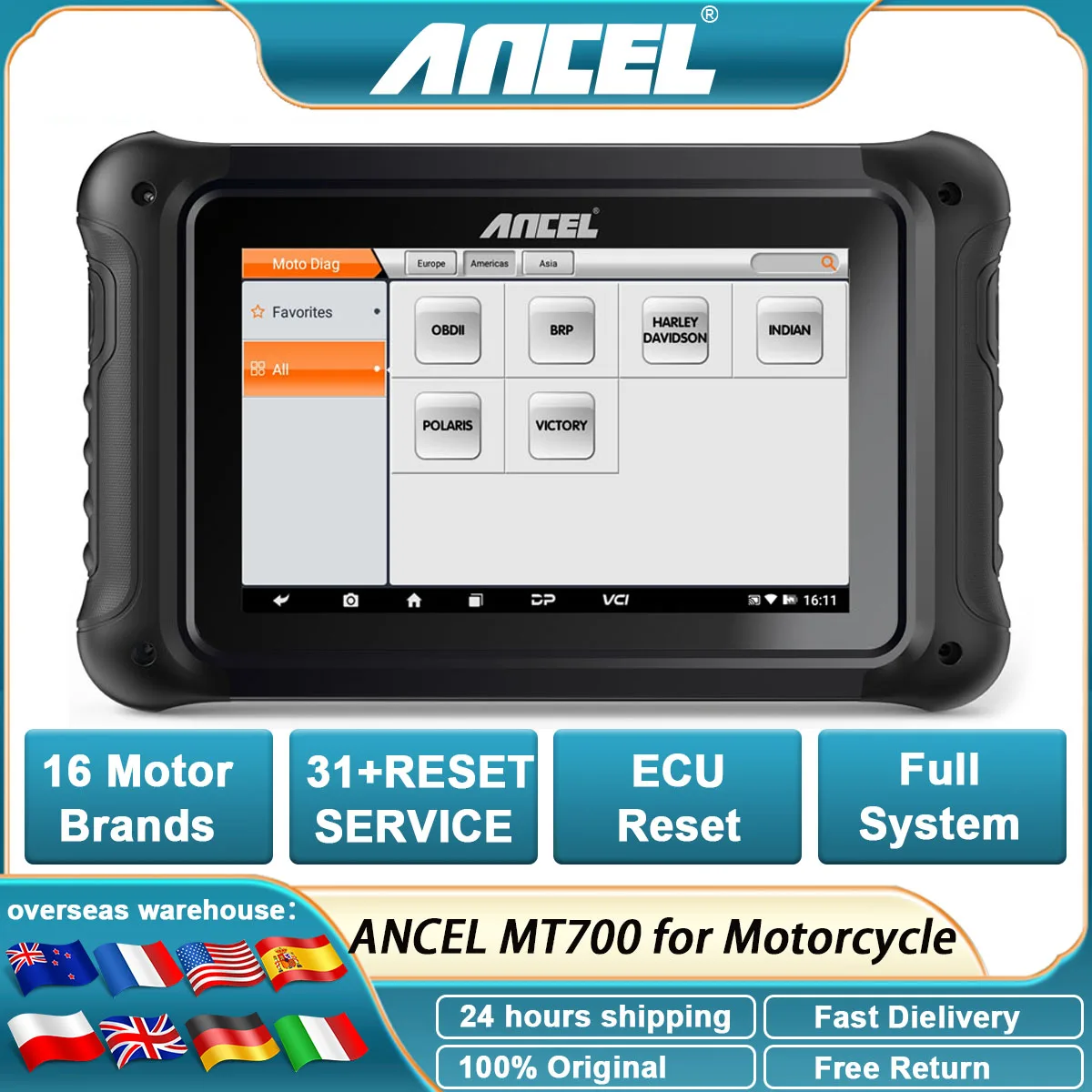 2026 Ancel MT700 Motorcycle Scanner All System Diagnosis ECU Reset Oil Reset Motorcycle Diagnostic Tool for KTM/BMW/Yamaha/Honda