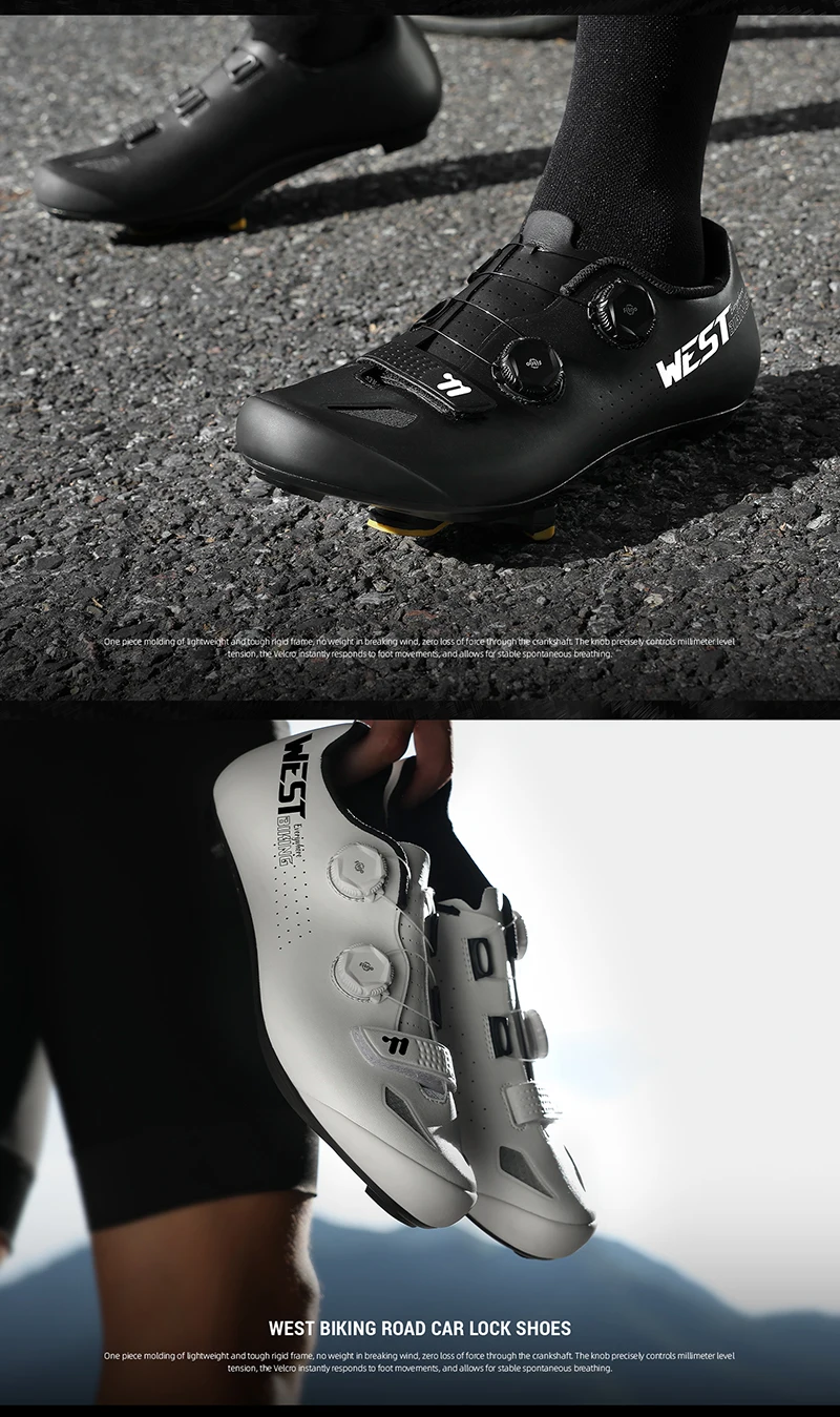 WEST BIKING Rennradschuhe für Herren, Carbonfaser-Sohle, selbstsichernde Fahrradschuhe, Dual-Drehknopf, atmungsaktive Rennsneaker, Fußbekleidung – Detail 22