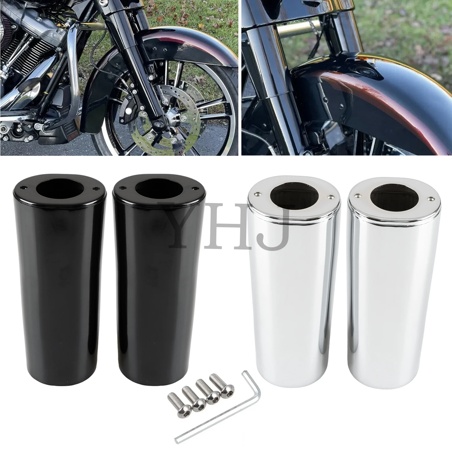 

For Harley Touring Electra Street Glide Road King Tri Glide Softail Classic Fat Boy Motorcycle +2" Extended Fork Slider Cover