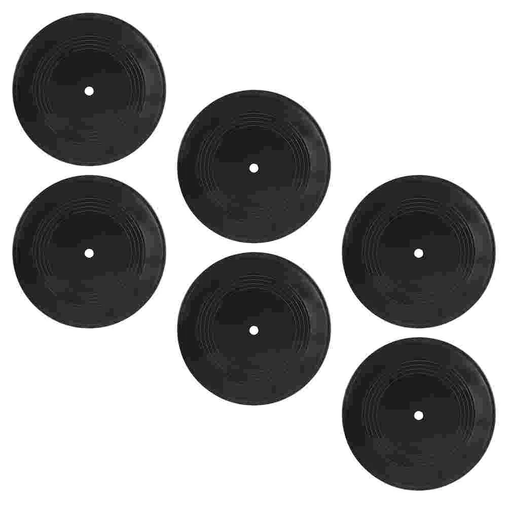 6 Pcs Vinyl Record Decoration Aesthetic Wall Records Fake Fashion Bar Vintage Ornament Plastic Retro KTV