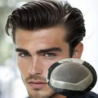 Peluquín de cabello humano con Base de encaje Mono duradero y transpirable para hombres calvos, sistema de reemplazo de cabello, prótesis capilar