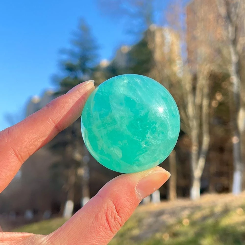 Natural Green Fluorite Sphere, Premium Polished Gem Orb, Spiritual Mineral Decor