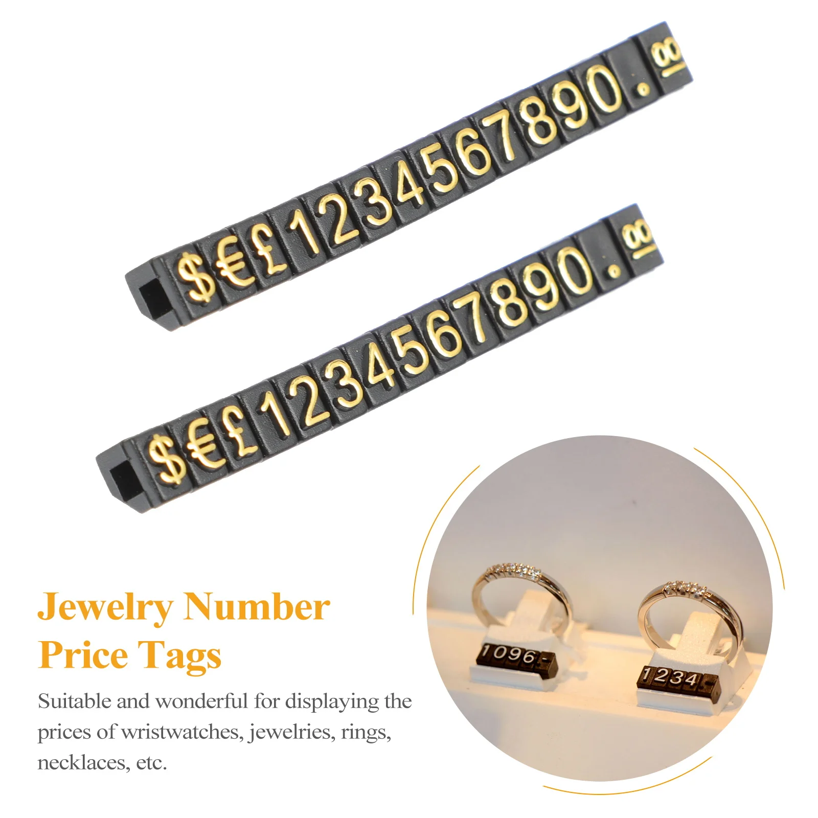 

10pcs Price Tags for Store Jewelry Number Display Boards Golden Plastic Supermarket Adjustable Labels Reusable Price
