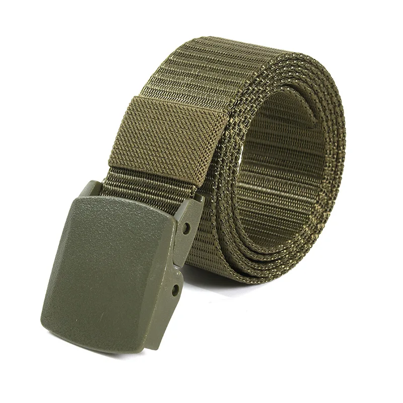 1pc Men\'s Canvas Belt Plastic Buckle Metal-Free Nylon Tactical Waist Belt Women\'s Belt Outdoor Hiking Webbing Belt Neutral Belts