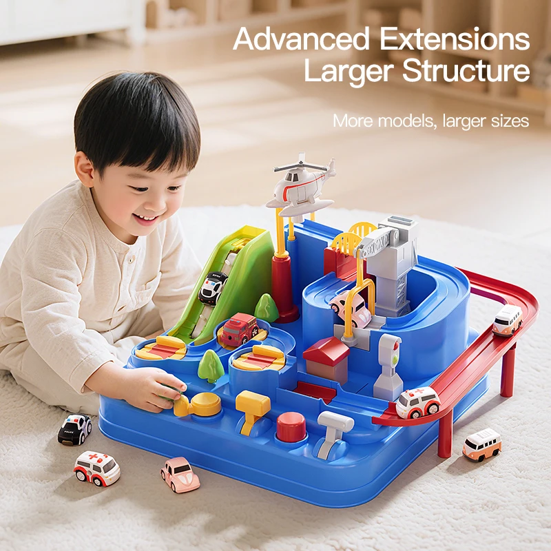 Image of Kinder-Auto-Abenteuerstrecke Spielzeugfahrzeug für 2-3 Jahre alte Jungen, Lernspielzeug für Mädchen, Parkplatz-Spielset