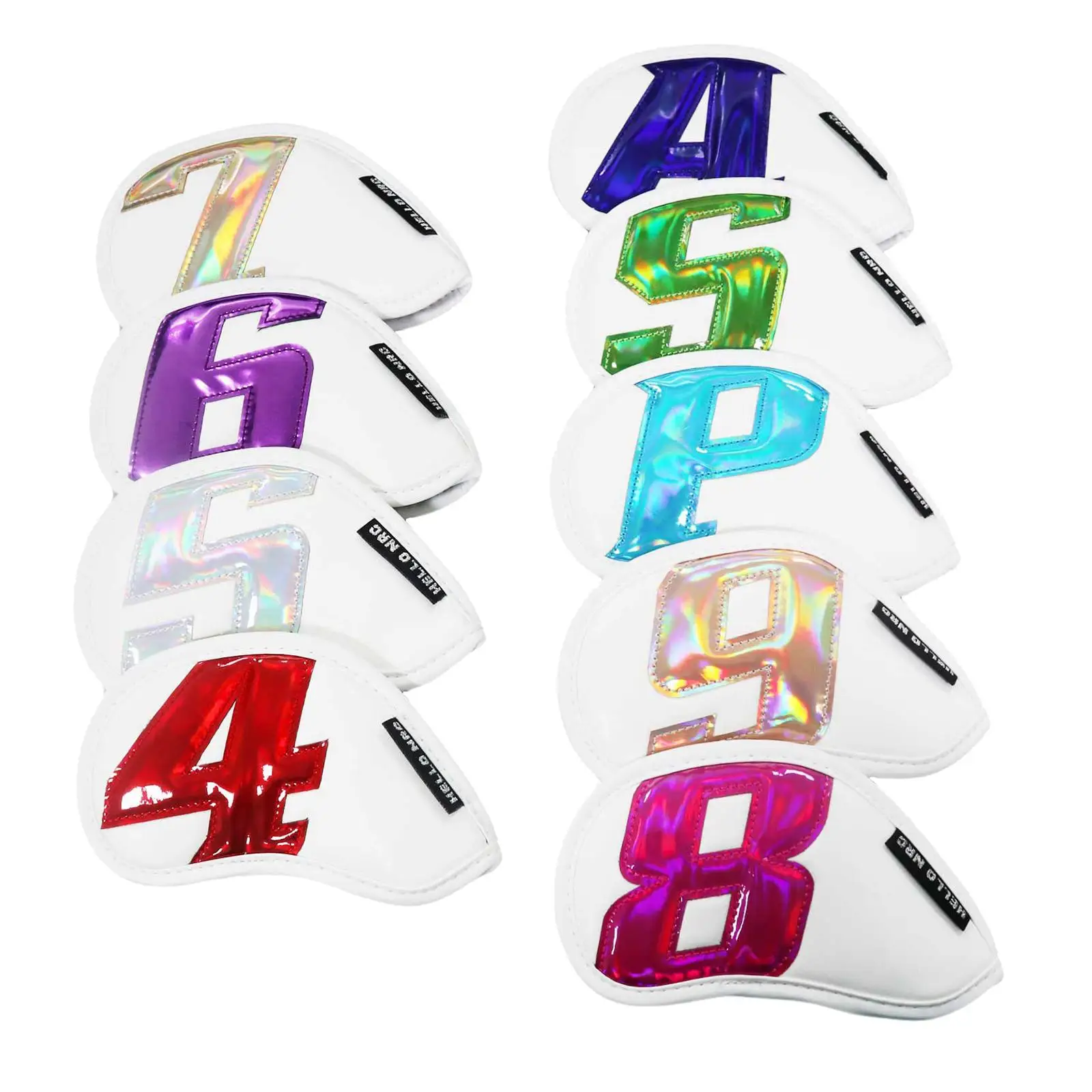 

9 Pieces Golf Cover with Giant Numbers Recognition Club Headwear Scratch-proof Wedges for Trans