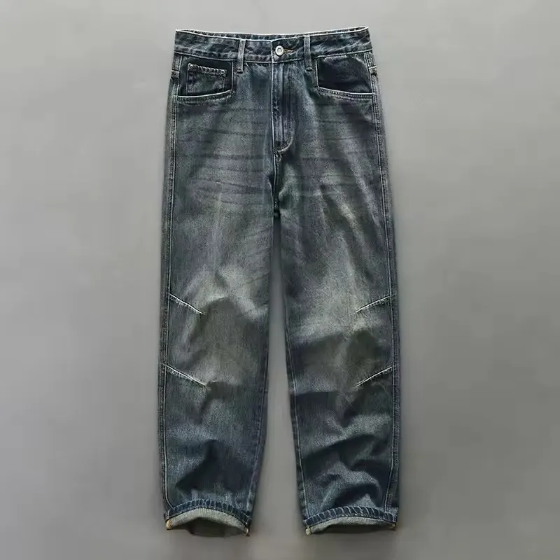 

Свободные винтажные хлопковые мужские джинсы, прямые джоггеры, мужские брюки, уличная мужская одежда