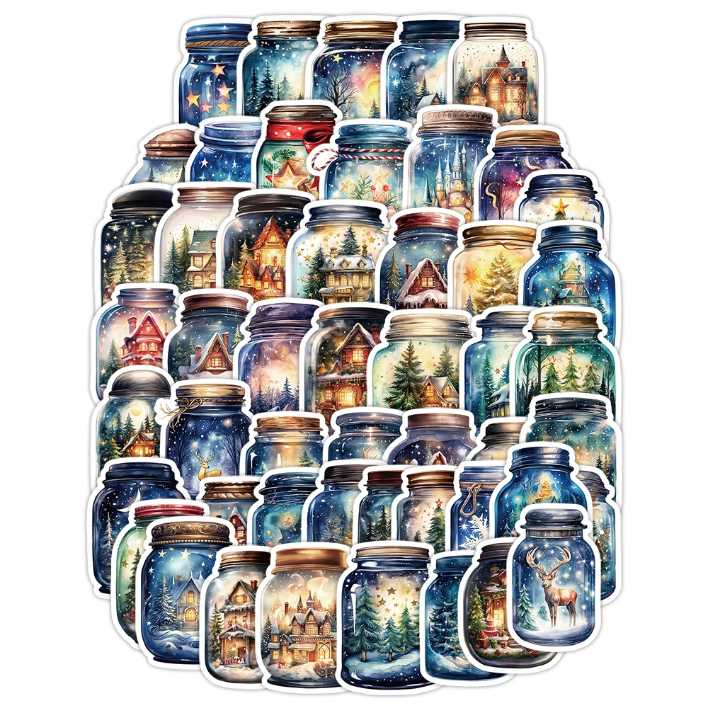 

50pcs World in A Bottle Waterproof Doodle Sticker DIY Motorcycles Stickers, for Car Laptop Phone Case Luggage Water Bottle Cup