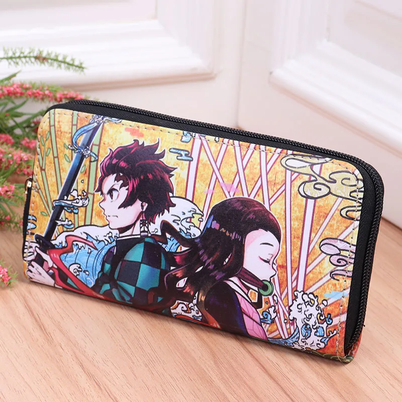 Porte-monnaie de Dessin Animé Demon Slayer Kimetsu no Yaiba, Kamado Tanjirou Nezuko, Porte-monnaie Portable Cosplay, Portefeuille à Fermeture Éclair pour Halloween