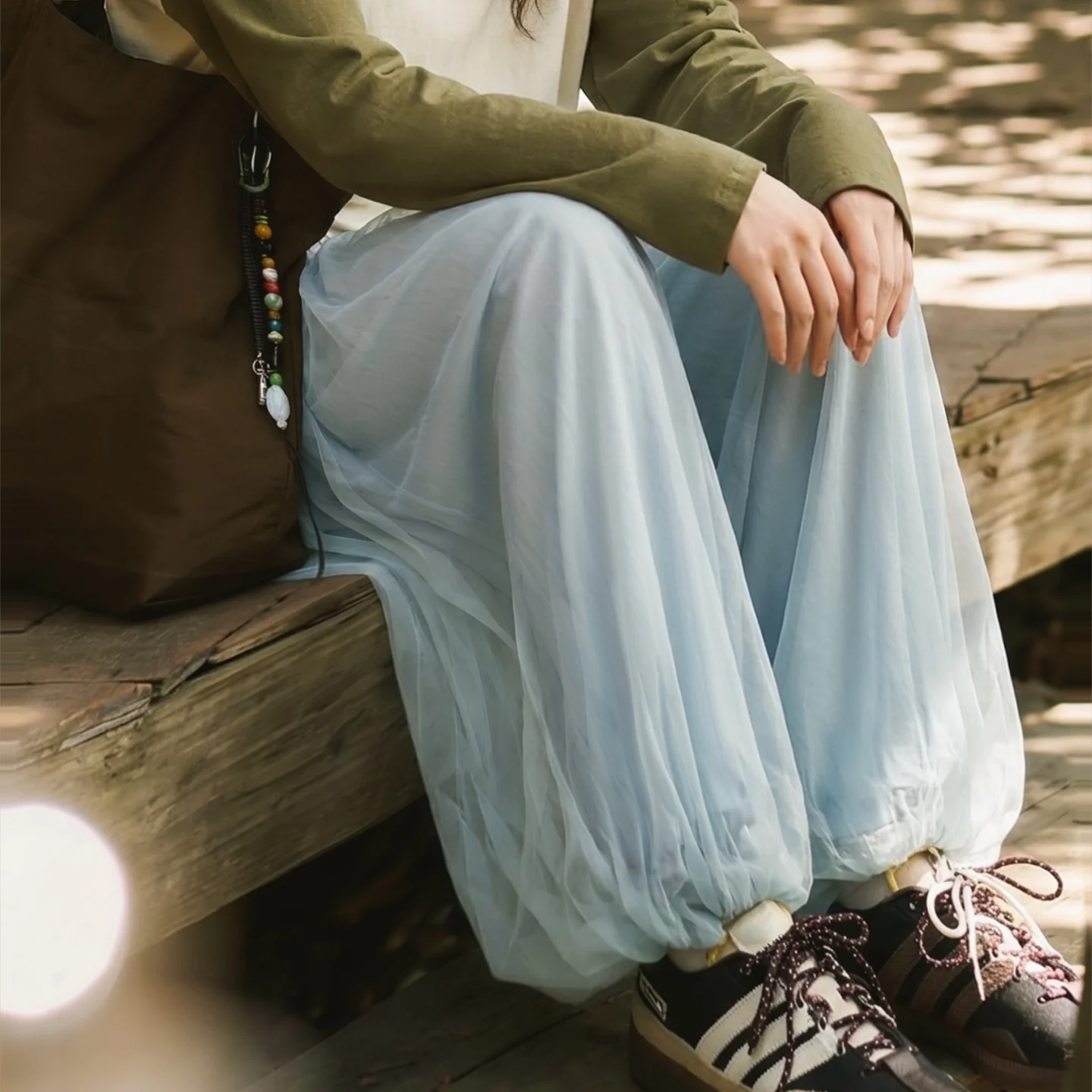 Pantalon d'été léger et décontracté Maden pour femme, taille élastique, couleur menthe, effet refroidissant, coupe ample, jambe large, style lanterne, drapé, décontracté et confortable