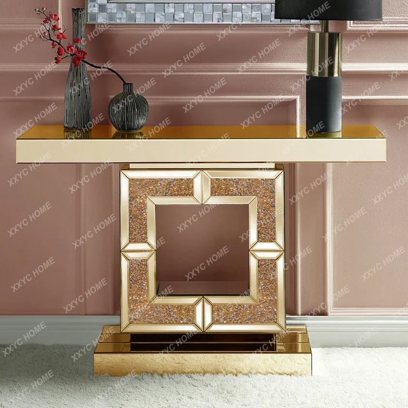 Entrance platform Light luxury modern door entry Living room Screen partition Shelf Mirror entrance table
