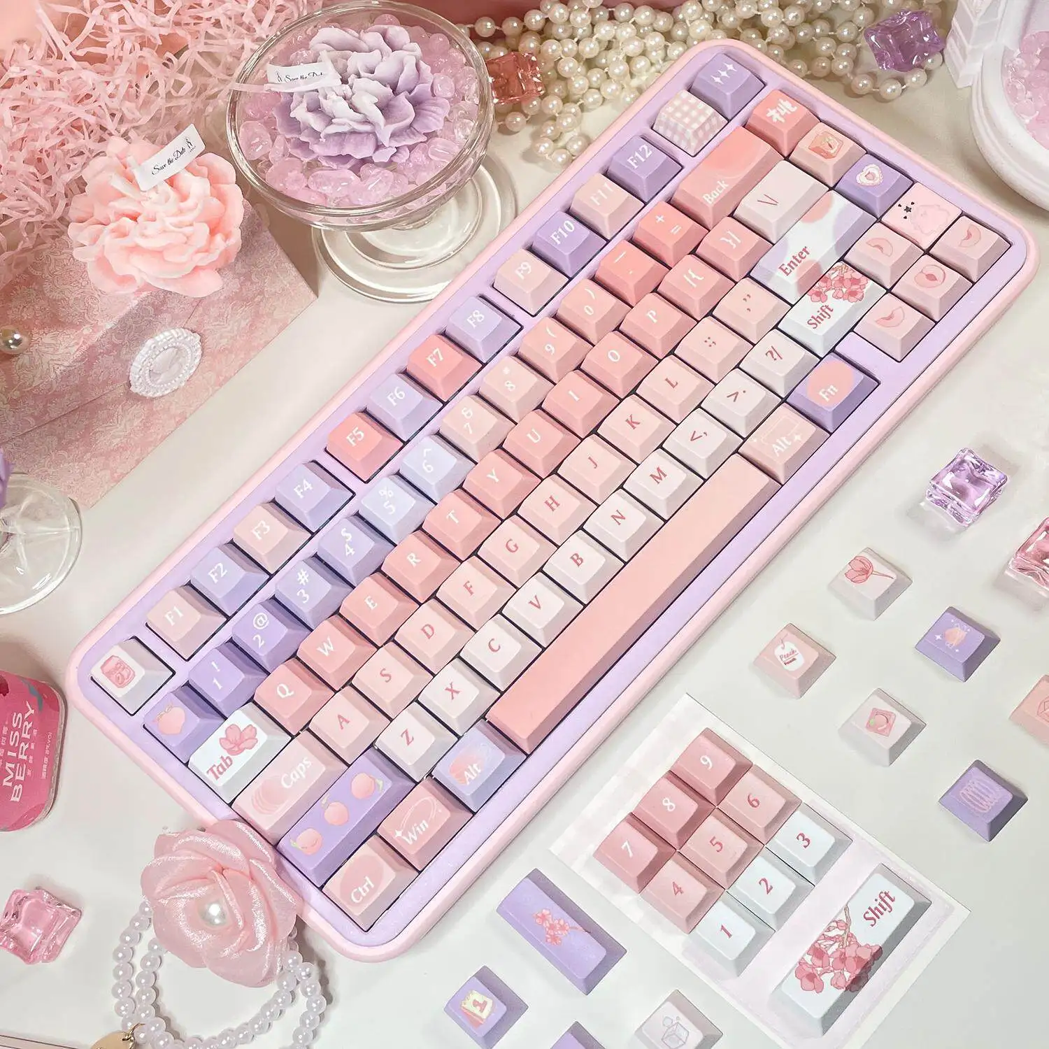 Peach purple keycap mechanical keyboard original factory highly sublimated PBT