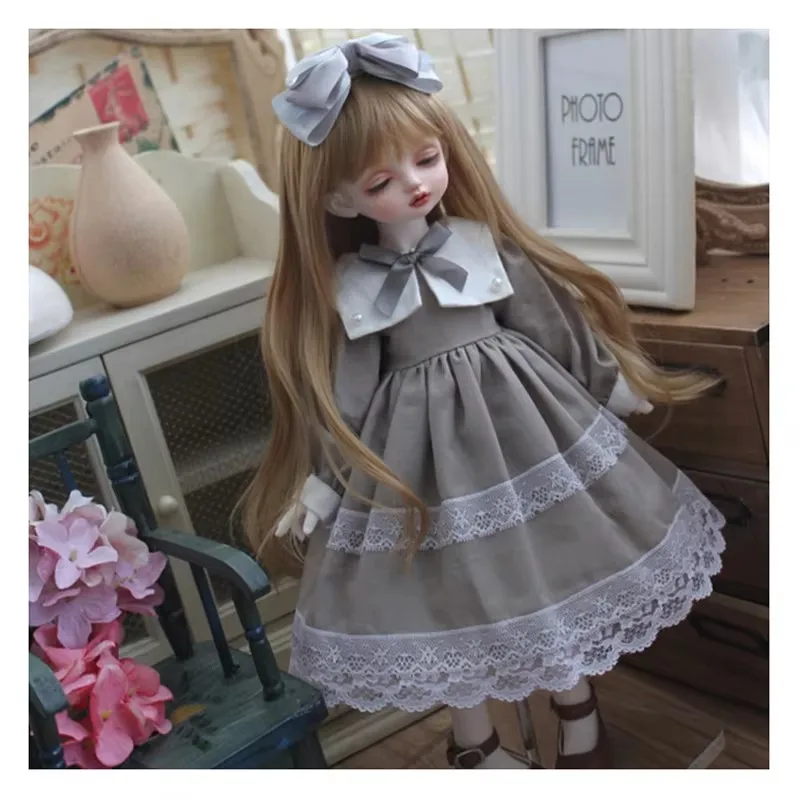 

Серое платье BJD Doll Dress и набор повязок для волос для 1/6 1/4 1/3 BJD SD Blyth Doll Аксессуары - Одежда для коллекционных кукол