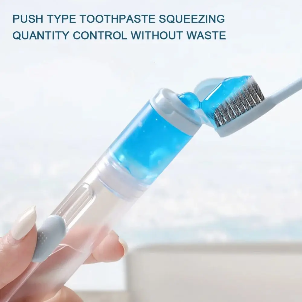 3-IN-1 Travel Toothbrush Set Foldable Portable Toothpaste Dispenser Integrated Mini Toothpaste Tube Storage Box
