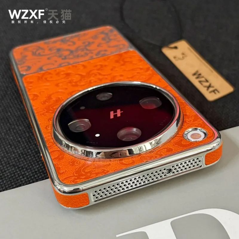 For OPPO Find X9 Ultra Case Luxury Flower Print Relief PU Vegan Leather Splicing Electroplated Hard PC Cover Lightweight Bumper
