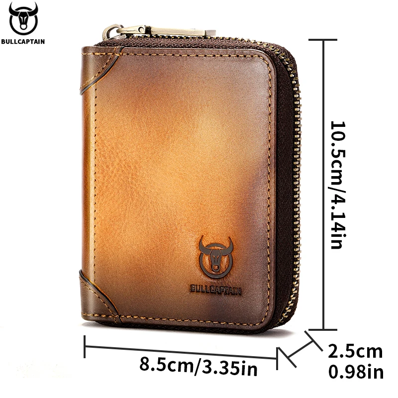 BULLCAPTAIN-Bolsa de cartão de crédito genuíno, bolsa de negócios casual masculina, bolsa multifuncional antiroubo RFID, 11 slots de cartão