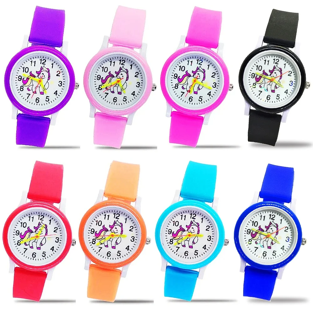 High Quality Silicone Strap Children Quartz Watch Cartoon Unicorn Toy Kids Watches Elementary School Student Reward Gift Clock